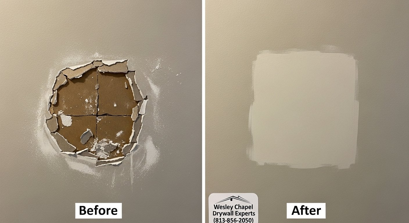 drywall damage around outlets photo