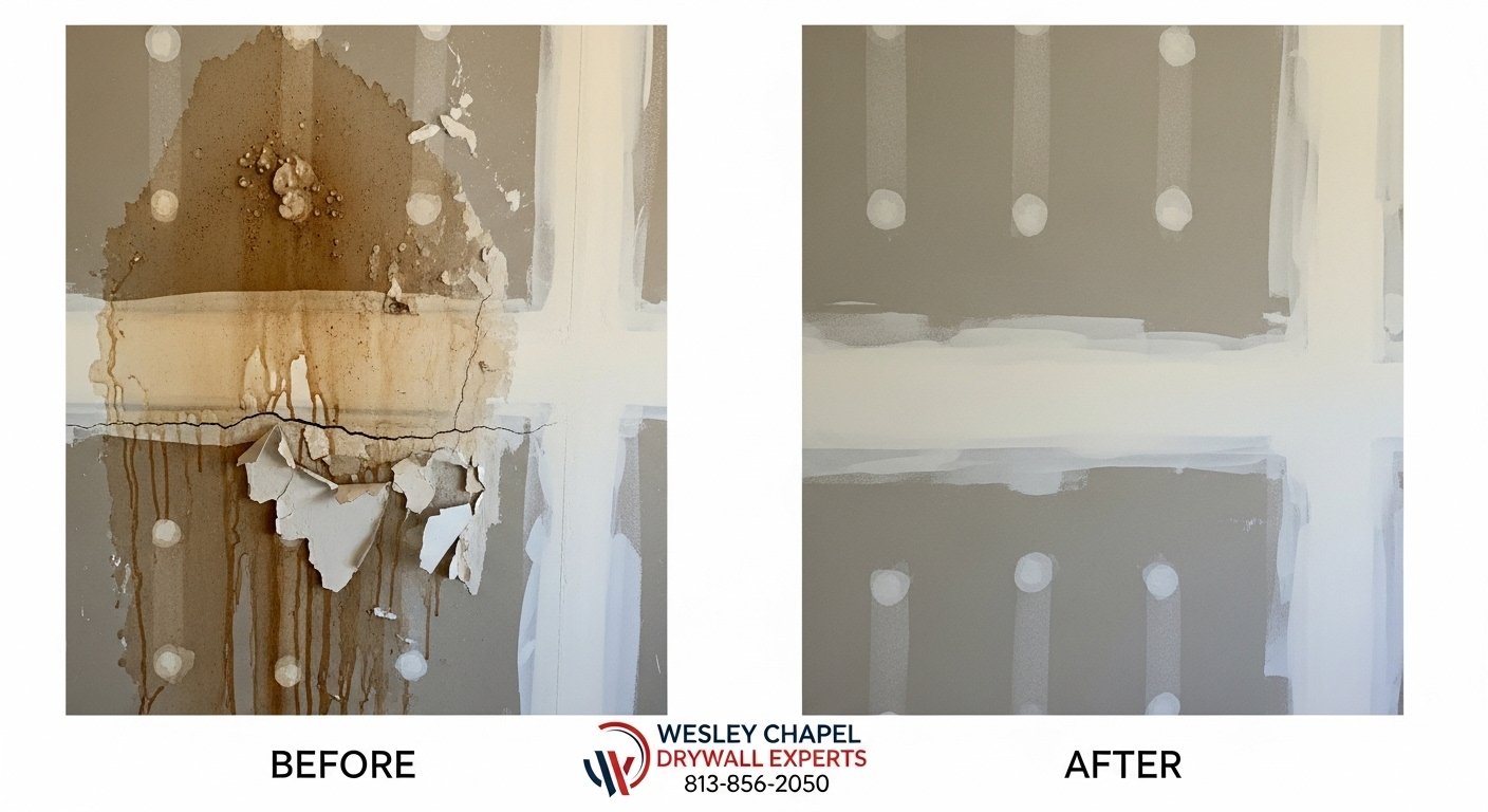 water damaged drywall repair photo