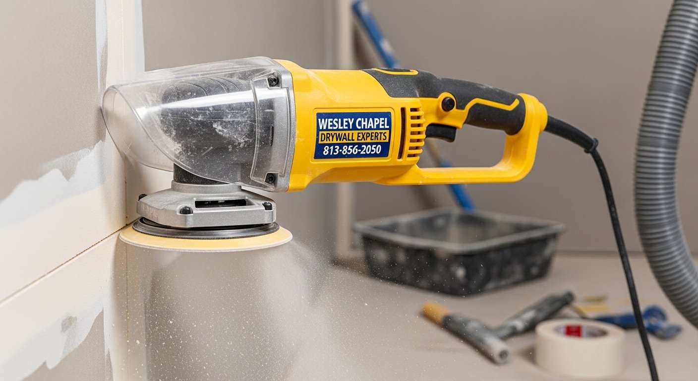 Repair finishing equipment used to smooth patched drywall